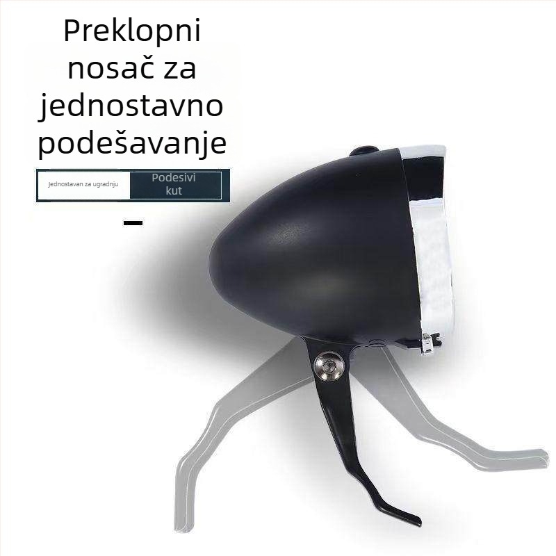 Prednje svjetlo za bicikl, za planinski bicikl, snažan LED, napajanje baterijom, retro dizajn