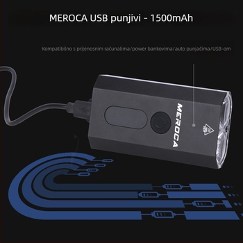 Mini USB punjiva prednja svjetiljka za bicikl s prikazom napunjenosti za planinsku vožnju