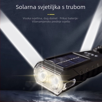 Solarnu napajano prednje svjetlo za bicikl s USB punjenjem, dvostruka glava, dugotrajno snažno svjetlo za noćnu vožnju