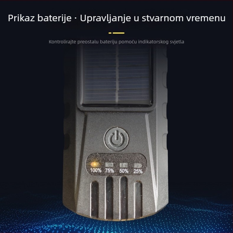 Solarnu napajano prednje svjetlo za bicikl s USB punjenjem, dvostruka glava, dugotrajno snažno svjetlo za noćnu vožnju
