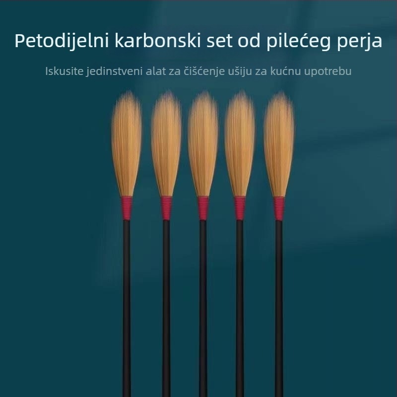 Komplet alata za čišćenje uha s guščjim perjuem i pamukim štapićima