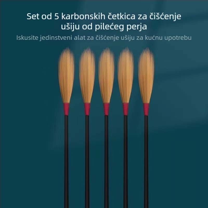 Komplet alata za čišćenje uha s guščjim perjuem i pamukim štapićima