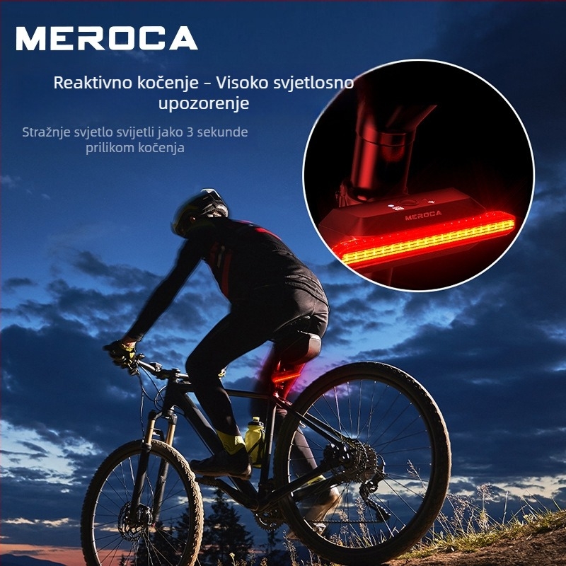 MEROCA Super v pametno stražnje svjetlo za bicikl sa senzorom uključivanja/isključivanja, dug vijek baterije, 6 načina osvjetljenja, COB LED