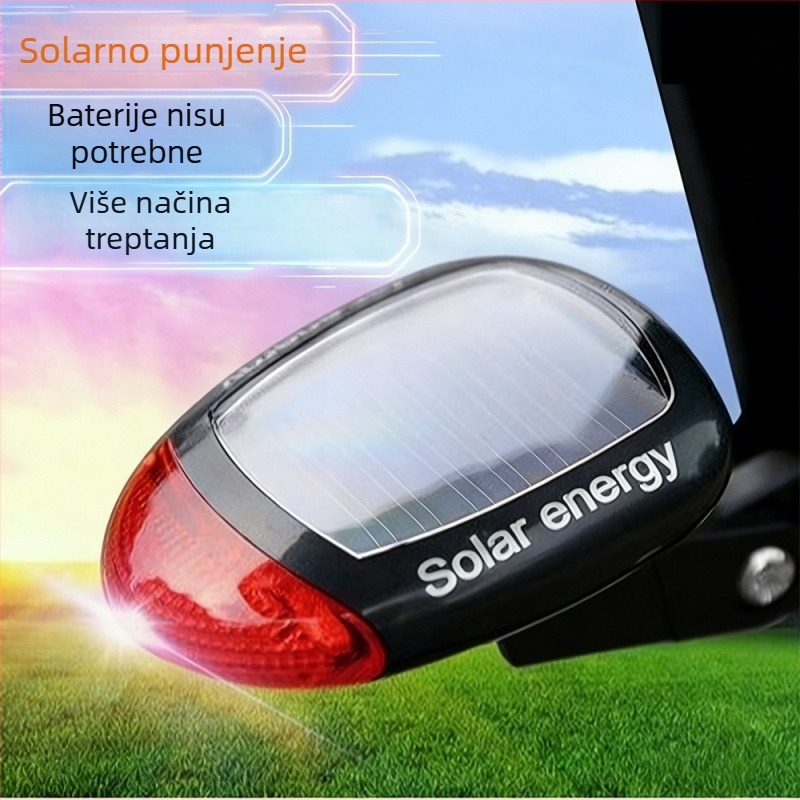 Solarna stražnja svjetiljka za bicikl, za cestovne i planinske bicikle, prijenosno LED svjetlo za noćnu vožnju