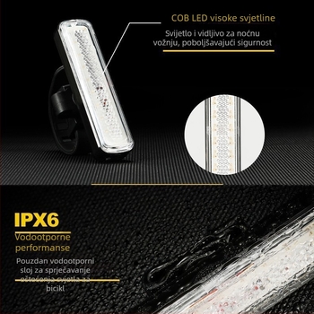 USB-C napajano višebojno LED stražnje svjetlo za bicikl za noćnu vožnju i upozorenje