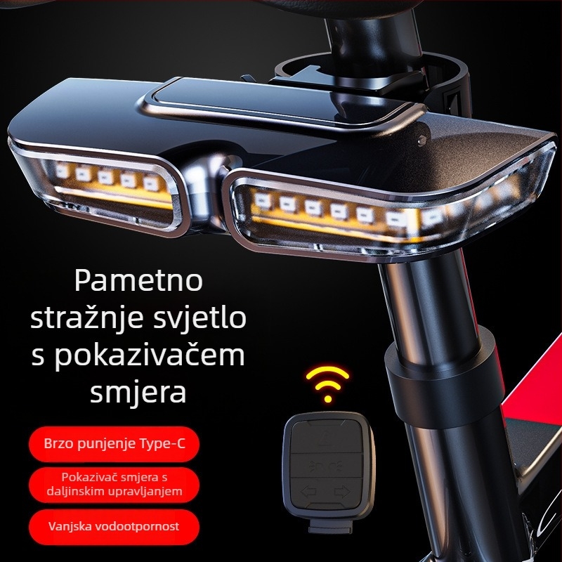Novo svjetlo za bicikl s inteligentnim daljinskim signalima — stražnja LED svjetiljka za planinski bicikl, USB punjenje za noćnu vožnju