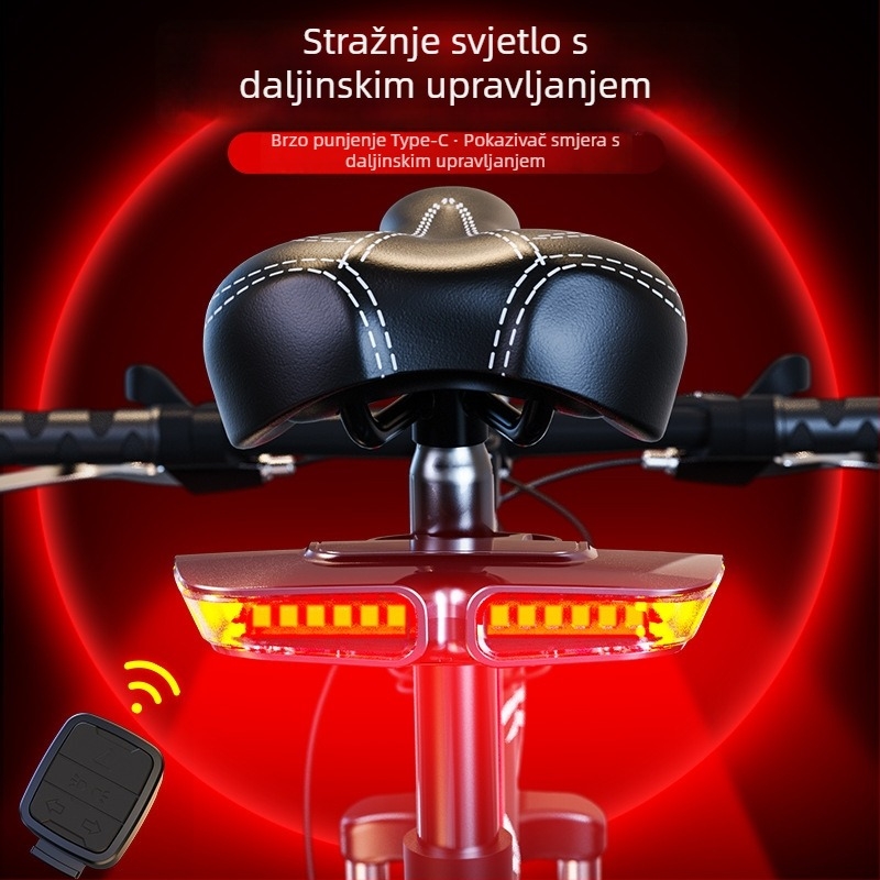 Novo svjetlo za bicikl s inteligentnim daljinskim signalima — stražnja LED svjetiljka za planinski bicikl, USB punjenje za noćnu vožnju