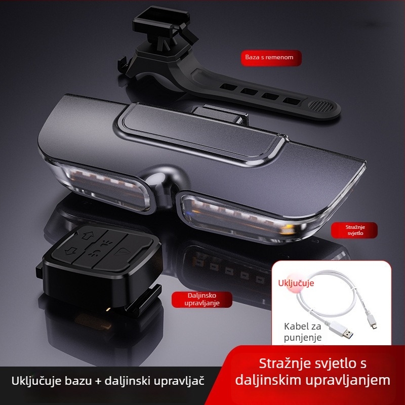 Novo svjetlo za bicikl s inteligentnim daljinskim signalima — stražnja LED svjetiljka za planinski bicikl, USB punjenje za noćnu vožnju
