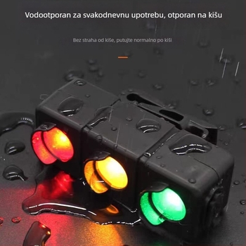 Zadnja LED svjetiljka za noćnu vožnju biciklom, punjiva, trobojno upozoravajuće svjetlo