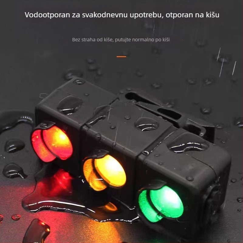 Zadnja LED svjetiljka za noćnu vožnju biciklom, punjiva, trobojno upozoravajuće svjetlo