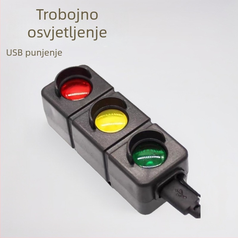 Zadnja LED svjetiljka za noćnu vožnju biciklom, punjiva, trobojno upozoravajuće svjetlo