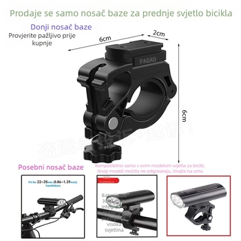 Držač svjetla za bicikl s remenom za pričvršćivanje, gumeni i silikon remen, TPR materijal, okretna plastična baza