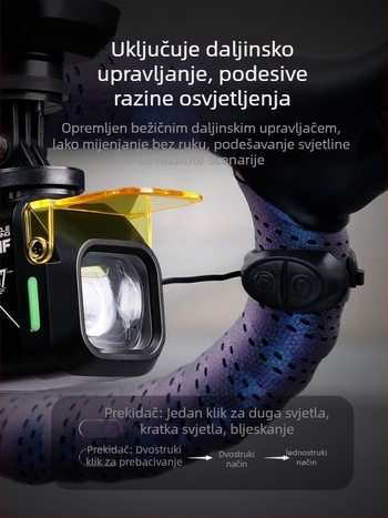 Prednje svjetlo za bicikl 1200 lumena, aluminijska legura, USB-C punjenje, za noćnu vožnju