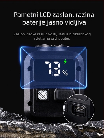 Prednje svjetlo za bicikl 1200 lumena, aluminijska legura, USB-C punjenje, za noćnu vožnju