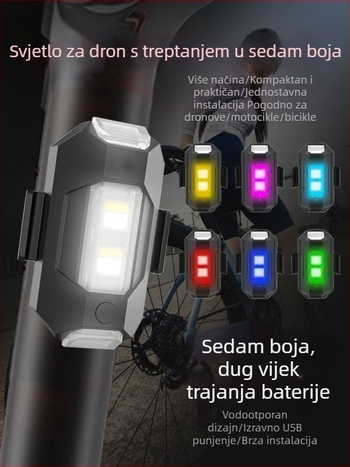 LED svjetlo za motocikl i bicikl, punjivo, bljeskavo, šareno za noćnu vožnju