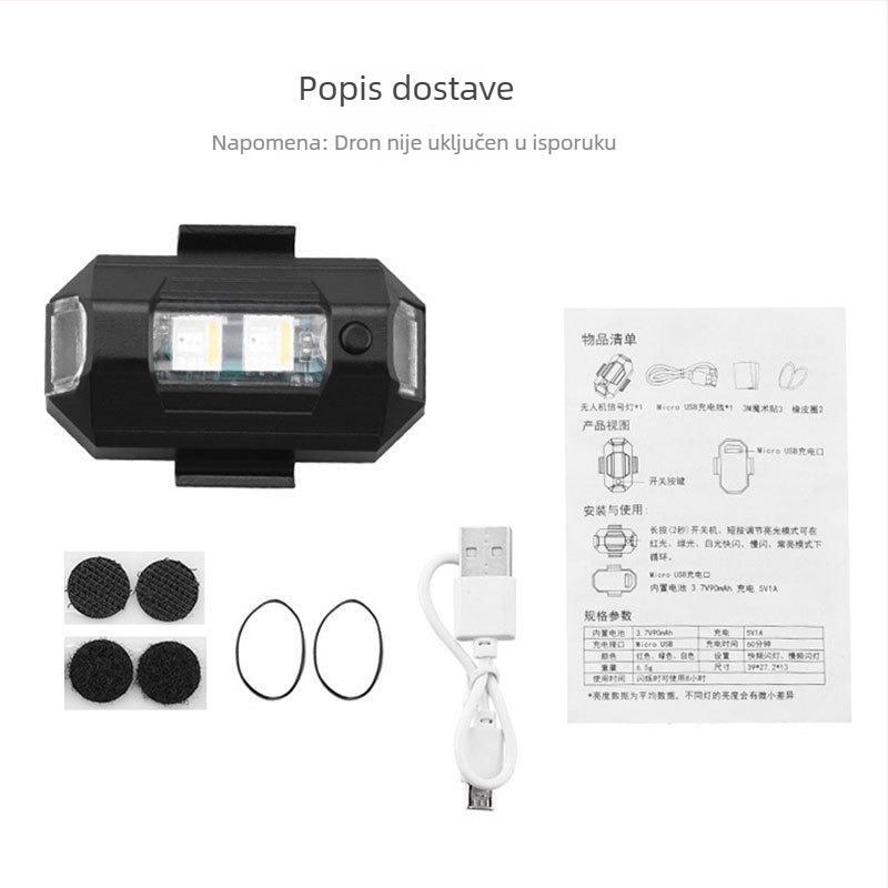 LED svjetlo za motocikl i bicikl, punjivo, bljeskavo, šareno za noćnu vožnju
