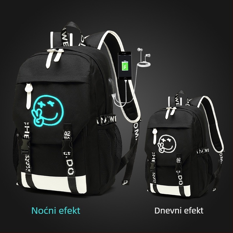 Školska ruksak od Oxford platna, unisex, 20–35 L, ulični stil, Harajuku anime, svjetleći u mraku, za 16-inčni laptop