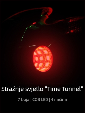 Time Tunnel šarena stražnja svjetiljka za bicikl, za MTB i cestovne bicikle, noćno upozoravajuće svjetlo