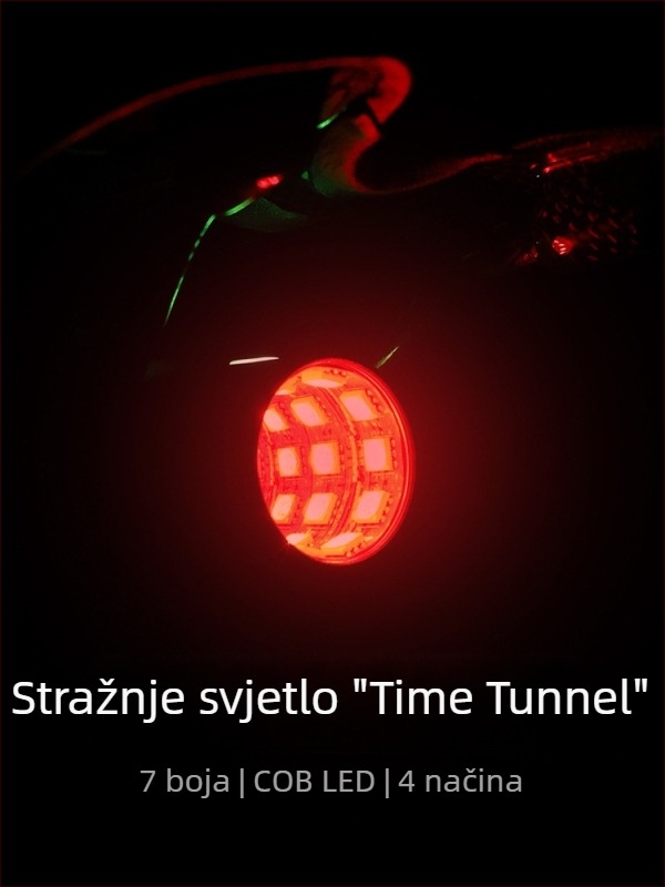 Time Tunnel šarena stražnja svjetiljka za bicikl, za MTB i cestovne bicikle, noćno upozoravajuće svjetlo