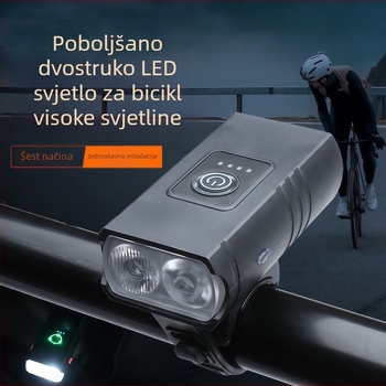 Dvostruka vanjska svjetiljka za bicikl s širokim i usmjerenim snopom, prijenosna USB‑punjiva svjetiljka za bicikl