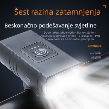 Dvostruka vanjska svjetiljka za bicikl s širokim i usmjerenim snopom, prijenosna USB‑punjiva svjetiljka za bicikl