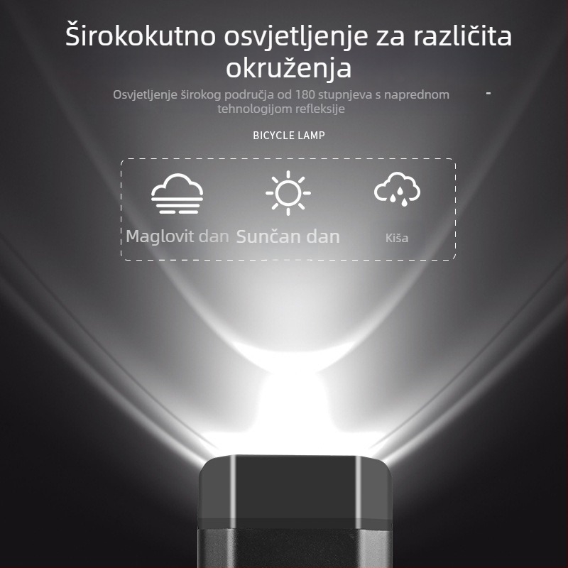 Svjetlo za bicikl od aluminijske legure s LED diodama visoke svjetline, višefunkcionalna lampa za noćnu vožnju