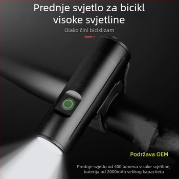 Prednje svjetlo za planinski bicikl, punjivo, 2000mAh, aluminijska legura T6, snažan snop svjetla
