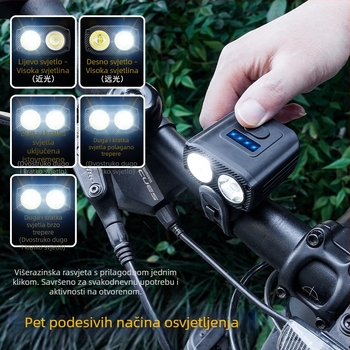 Prednje svjetlo za brdske i cestovne bicikle, vodootporno, USB-C punjenje, 1200 mAh, brzo pričvršćivanje, noćna vožnja