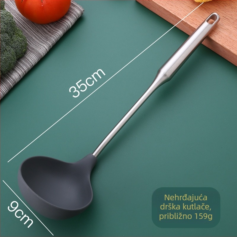 Set silikonskih spatula i žlice od nehrđajućeg čelika s drvenom ručkom za kuhinju