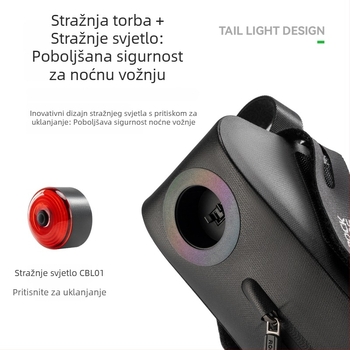 ROCKBROS Vodootporna torbica za sjedalo s stražnjom lampom za planinske i cestovne bicikle, senzor kočenja, 0,8 L