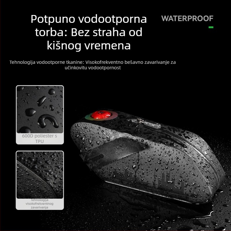 ROCKBROS Vodootporna torbica za sjedalo s stražnjom lampom za planinske i cestovne bicikle, senzor kočenja, 0,8 L