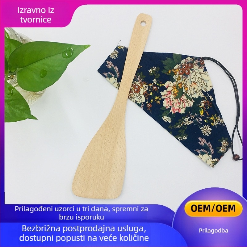 Špatula od bukovog drveta s nagibom za wok i neprijanjajuće posude