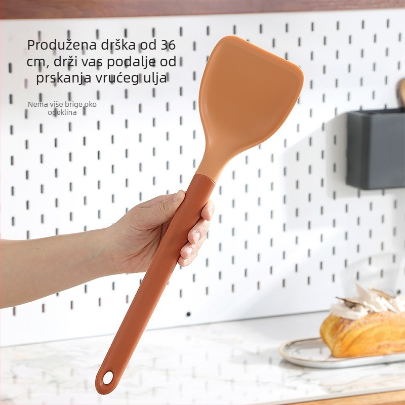 Silikonska špatula za kuhanje, visokootporna na temperaturu, ne ogrebe posudu, pogodna za posuđe s neprijanjivim premazom