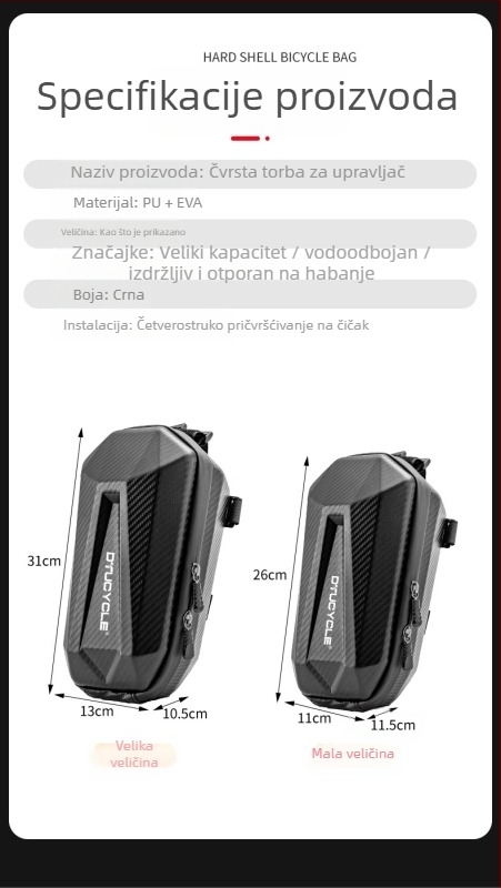 Dtucycle Prednja torba za bicikl 15L, vodootporna torba za gornju cijev za MTB i cestovne bicikle