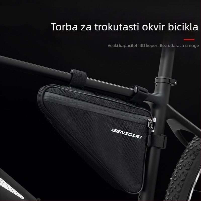 Trokutasta torba za okvir planinskog bicikla, torba za alat na prednjem okviru, velika kapaciteta 1,7 L