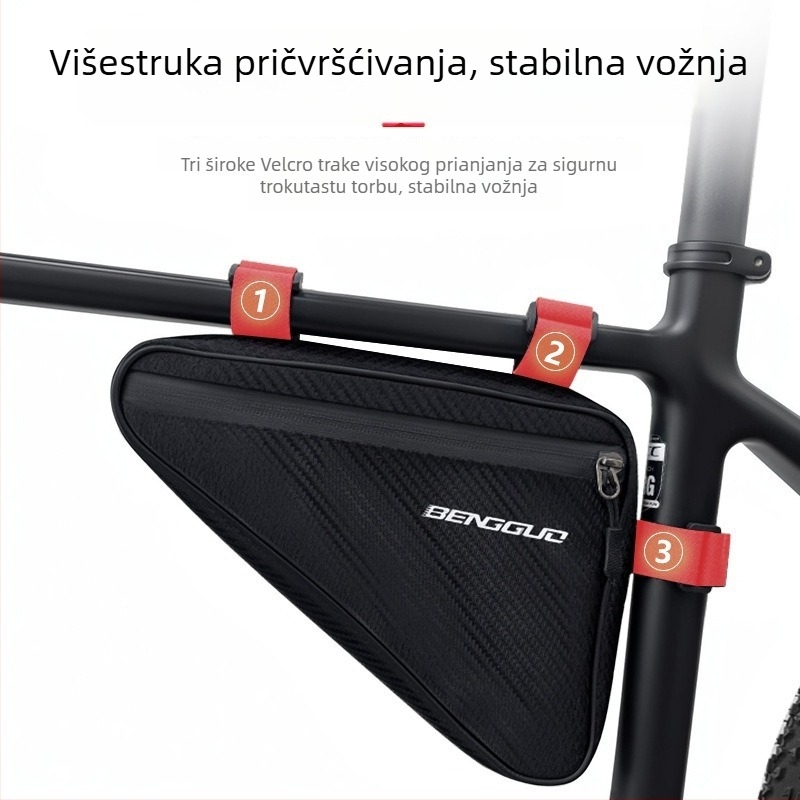 Trokutasta torba za okvir planinskog bicikla, torba za alat na prednjem okviru, velika kapaciteta 1,7 L