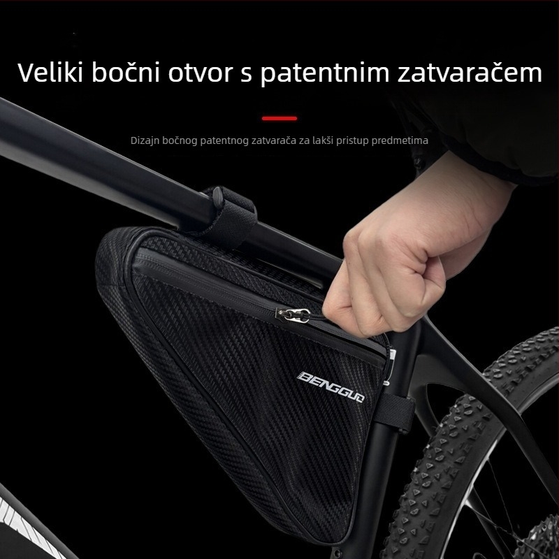 Trokutasta torba za okvir planinskog bicikla, torba za alat na prednjem okviru, velika kapaciteta 1,7 L