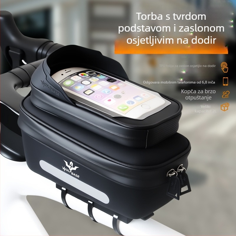 Karbon čvrsta torbica za gornju cijev bicikla sa sjenilom, osjetljivim na dodir, vodootporna torbica za telefon za cestovne i planinske bicikle