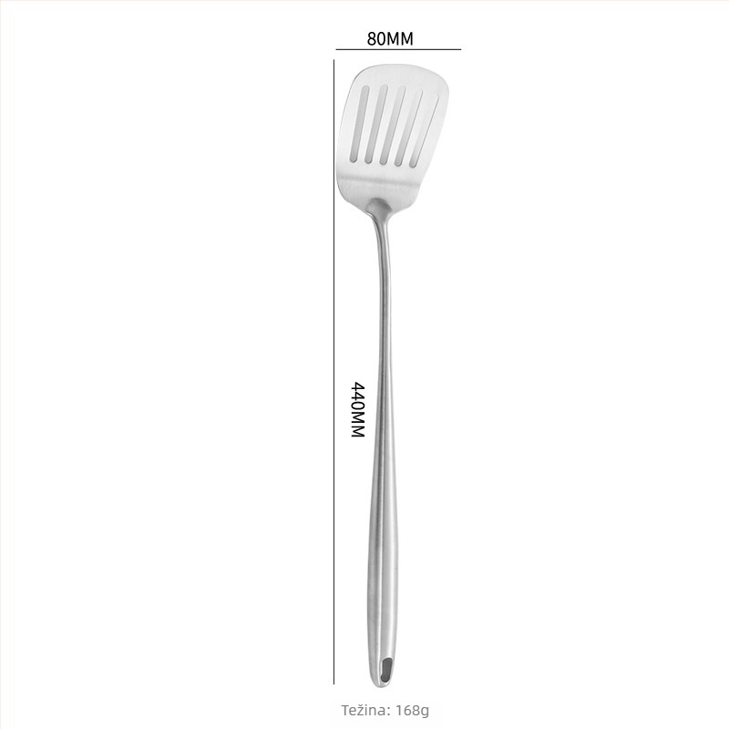 Nova spatula od nehrđajućeg čelika 304 s dugom drškom, za kuhanje kod kuće, jednolitna konstrukcija, otporna na visoke temperature, neprijanjajuća površina