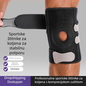 Koljeni štitnici za vanjske sportove sa silikonovim oprugama, zaštita patelle, podesivi remen, pogodna za košarku, odbojku, biciklizam i planinarenje.