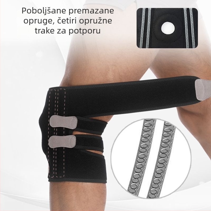 Koljeni štitnici za vanjske sportove sa silikonovim oprugama, zaštita patelle, podesivi remen, pogodna za košarku, odbojku, biciklizam i planinarenje.