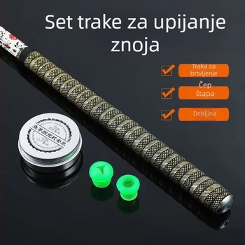 Kutija s produženom ručkom štapa, protuklizni remen, PU navlaka za držač i traka za upijanje znoja