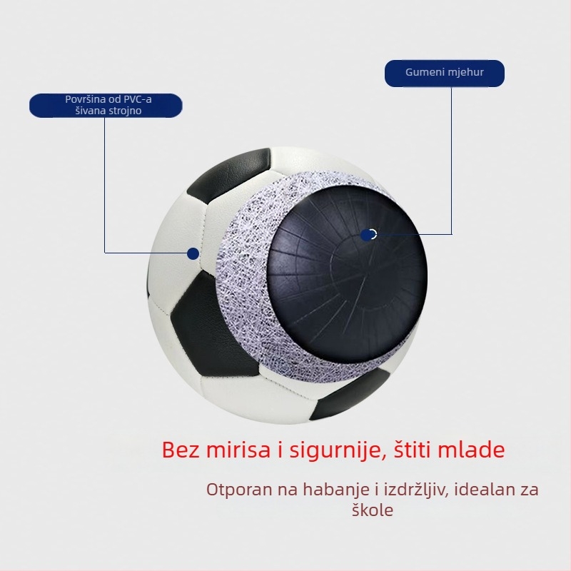 PVC nogomet veličine 5, šiven strojem, za trening i natjecanje, za učenike i djecu, školski nogomet