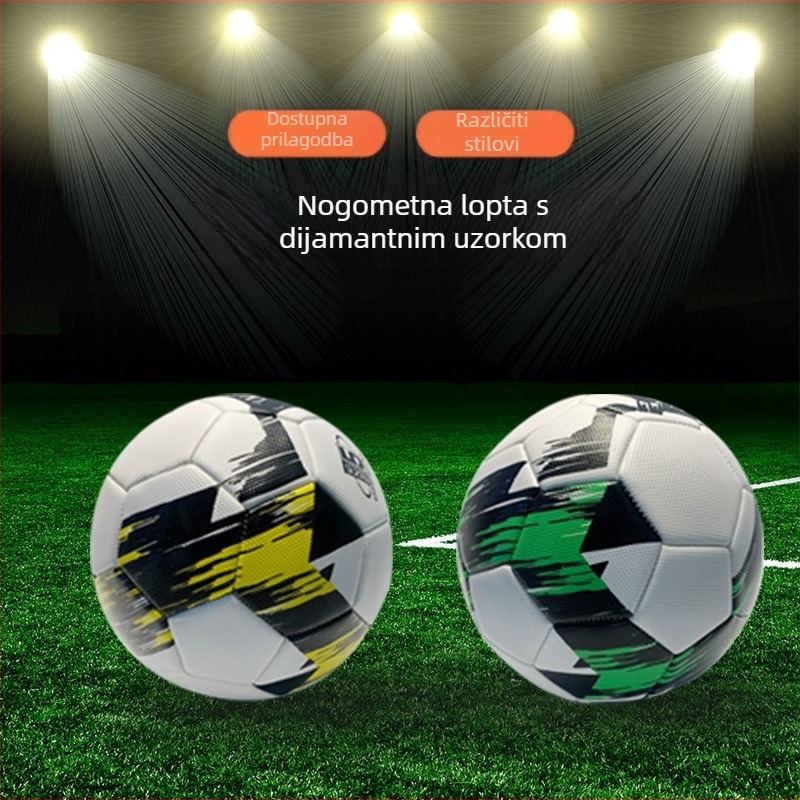 Nogomet s ručnim šivanjem i gumom unutarnjom komorom, dijamantni uzorak PVC, veličina 5, otporan na habanje i otporan na eksplozije, za odrasle i učenike, različiti dizajni