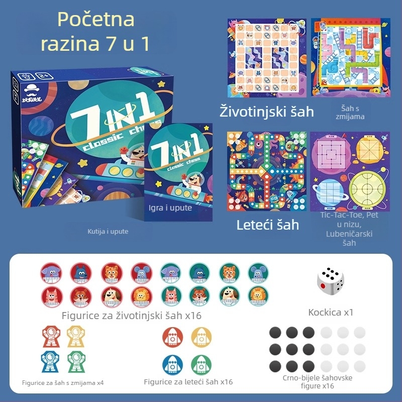 Dječji višenamjenski set šahovnice: Flying Chess, Gomoku, Go i Chinese Checkers