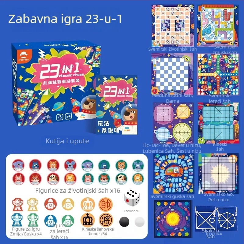 Dječji višenamjenski set šahovnice: Flying Chess, Gomoku, Go i Chinese Checkers