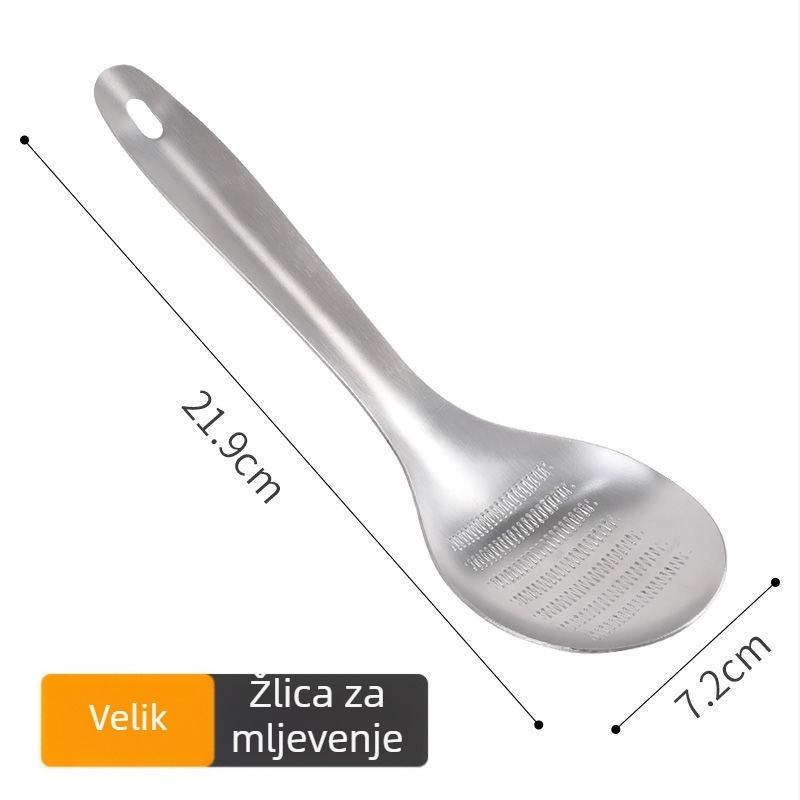 Nehrđajući čelik višefunkcijski mljevnica za đumbir, wasabi i češnjak — ručni kuhinjski alat u obliku žlice