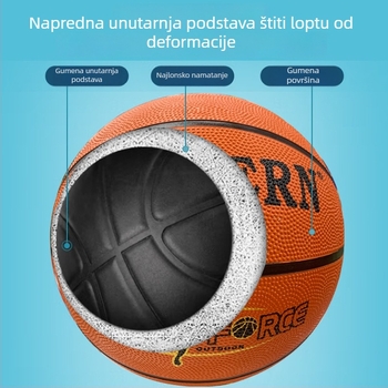 Gumena košarkaška lopta, veličine 7 i 5, otporna na habanje, za mladež — natjecanja i treninge, tisk logotipa moguć