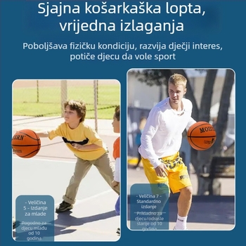 Gumena košarkaška lopta, veličine 7 i 5, otporna na habanje, za mladež — natjecanja i treninge, tisk logotipa moguć
