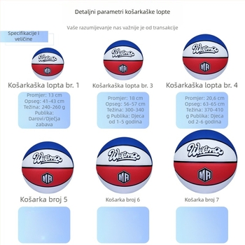 Košarkaška lopta s prilagođenim logom i graviranjem, br. 134567, veličina 7, PU materijal